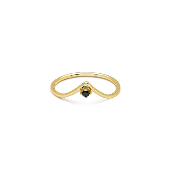 anillo de oro con circonita negra en pico zenith black | Joyería Trèsminé