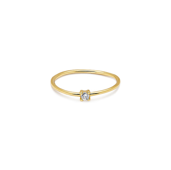 anillo de oro minimalista con piedra semipreciosas blanca zora | Joyería Trèsminé